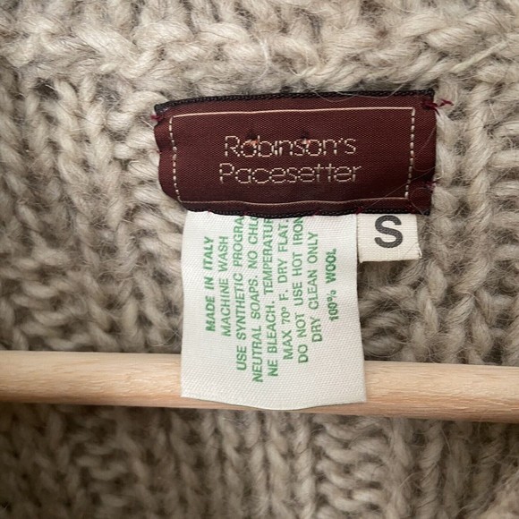 Robinson’s Pacesetter Sweater Womens Size Small 100% Wool Cardigan Hand Made Tan - Picture 4 of 9